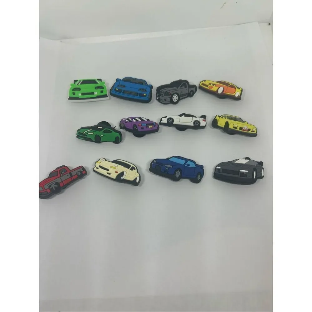 Set of 12 Car Shoe Charms / Bag Charms – Sports Cars & Trucks